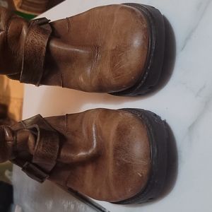 Used Great Condition Brown Leather Pull On Moto Boots